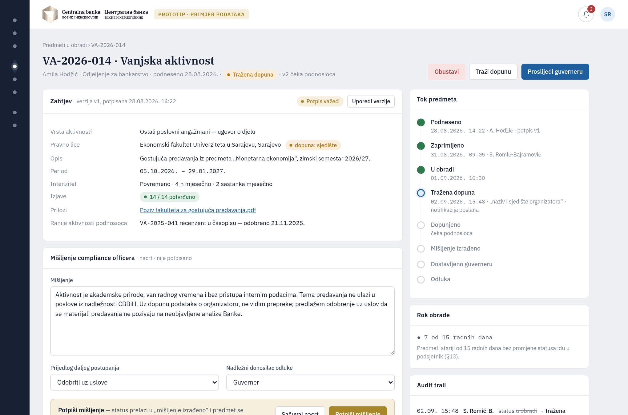 Obrada predmeta iz ugla compliance officera