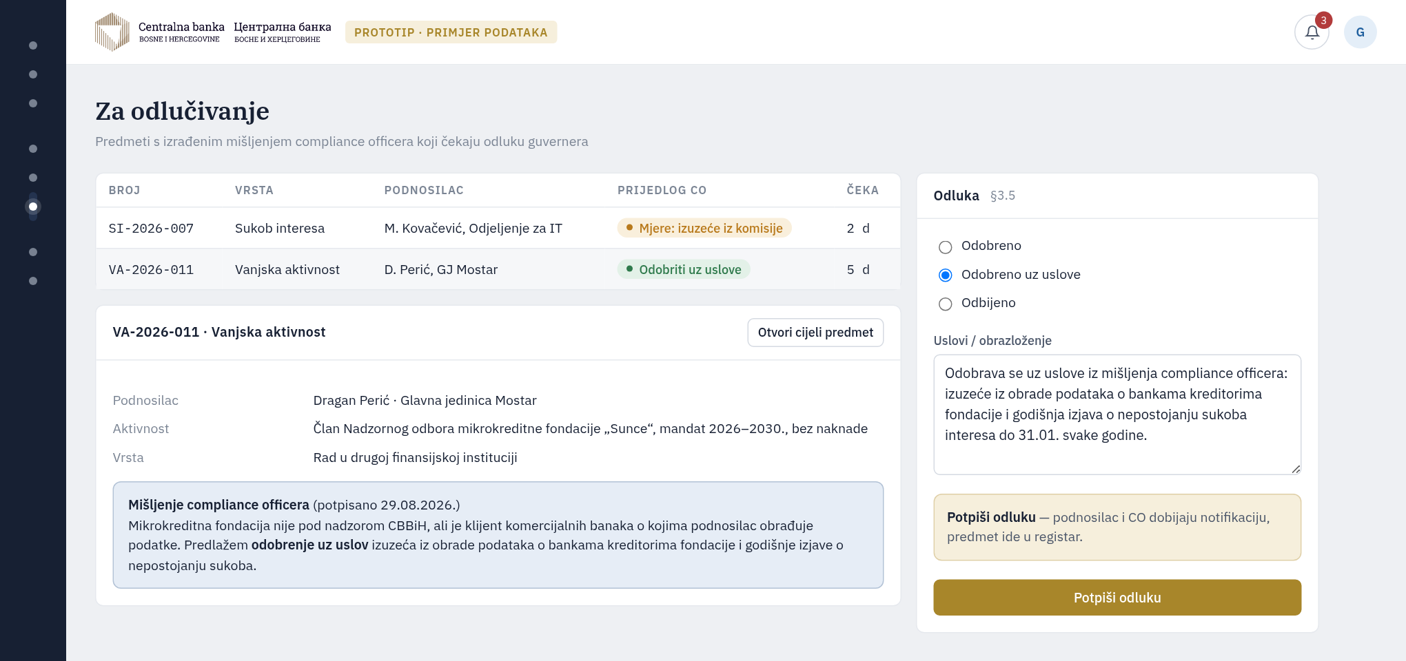 Odlučivanje iz ugla guvernera